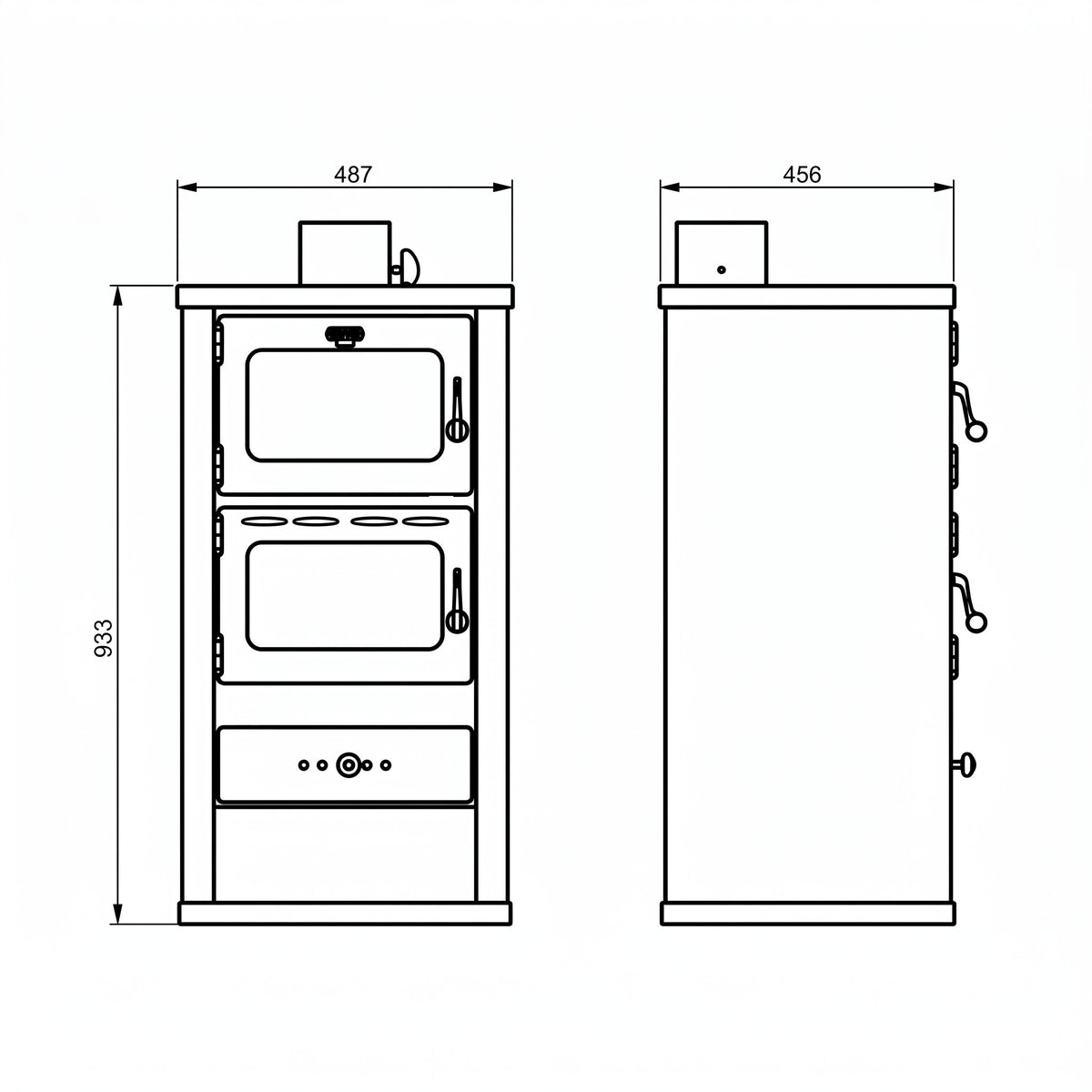 Poêle à bois REVO 12 kW – Four intégré – Sortie supérieure