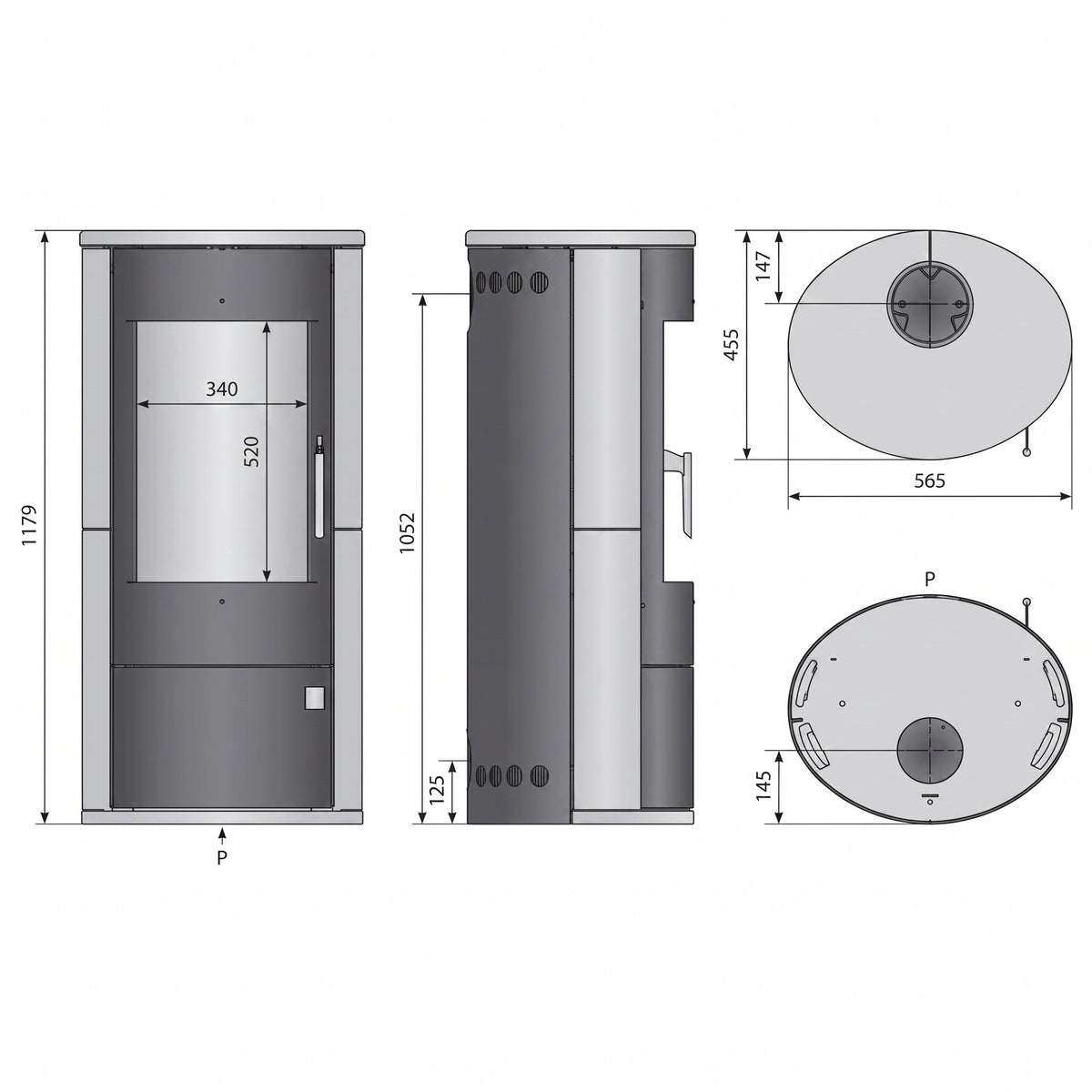 Poêle à bois REVO 7 kW – Acier – Triple combustion – Sortie dessus/arrière