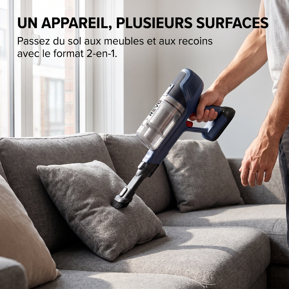Aspirateur Balai Sans Fil REVO Swift 45 – 100 W, Autonomie jusqu’à 45 min, Batterie Amovible & Éclairage LED