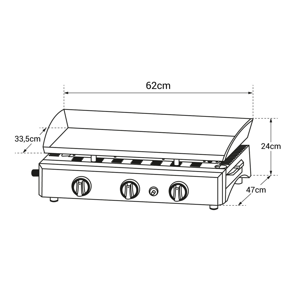 Plancha au gaz REVO Brasa – 3 brûleurs 7,5 kW – Acier noir – Butane/Propane
