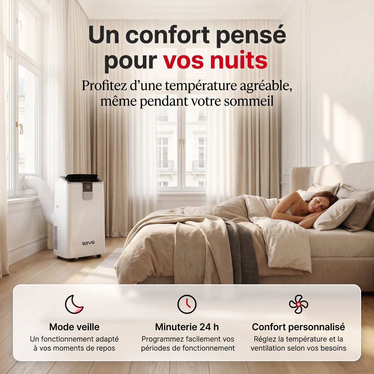 Climatiseur Mobile REVO Aero 14 – 14 000 BTU – Wi-Fi – 4-en-1 – 33 m² – Classe A