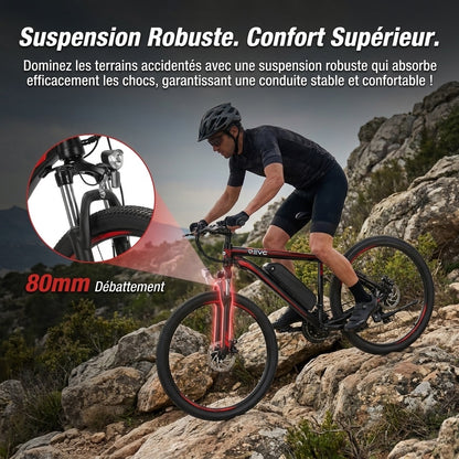 Vélo Électrique VTT REVO Ridge 65 – 250 W – Autonomie jusqu’à 65 km – Batterie Amovible 13 Ah – 21 Vitesses – Pneus 26