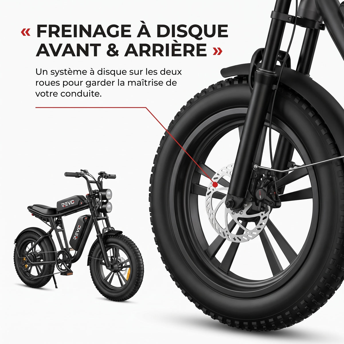 Vélo Électrique Fat Bike REVO Canyon 150 – 250 W, Double Batterie 48 V 13 Ah, Autonomie jusqu’à 150 km, Pneus 20" × 4.0 & 7 Vitesses