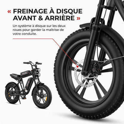 Vélo Électrique Fat Bike REVO Canyon 150 – 250 W, Double Batterie 48 V 13 Ah, Autonomie jusqu’à 150 km, Pneus 20" × 4.0 & 7 Vitesses