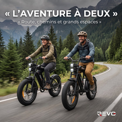 Vélo Électrique Fat Bike REVO Canyon 150 – 250 W, Double Batterie 48 V 13 Ah, Autonomie jusqu’à 150 km, Pneus 20" × 4.0 & 7 Vitesses