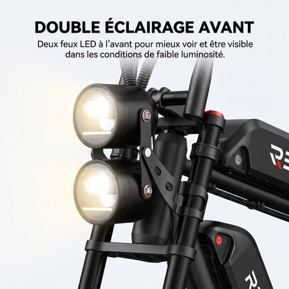 Vélo Électrique Fat Bike REVO Canyon 150 – 250 W, Double Batterie 48 V 13 Ah, Autonomie jusqu’à 150 km, Pneus 20" × 4.0 & 7 Vitesses