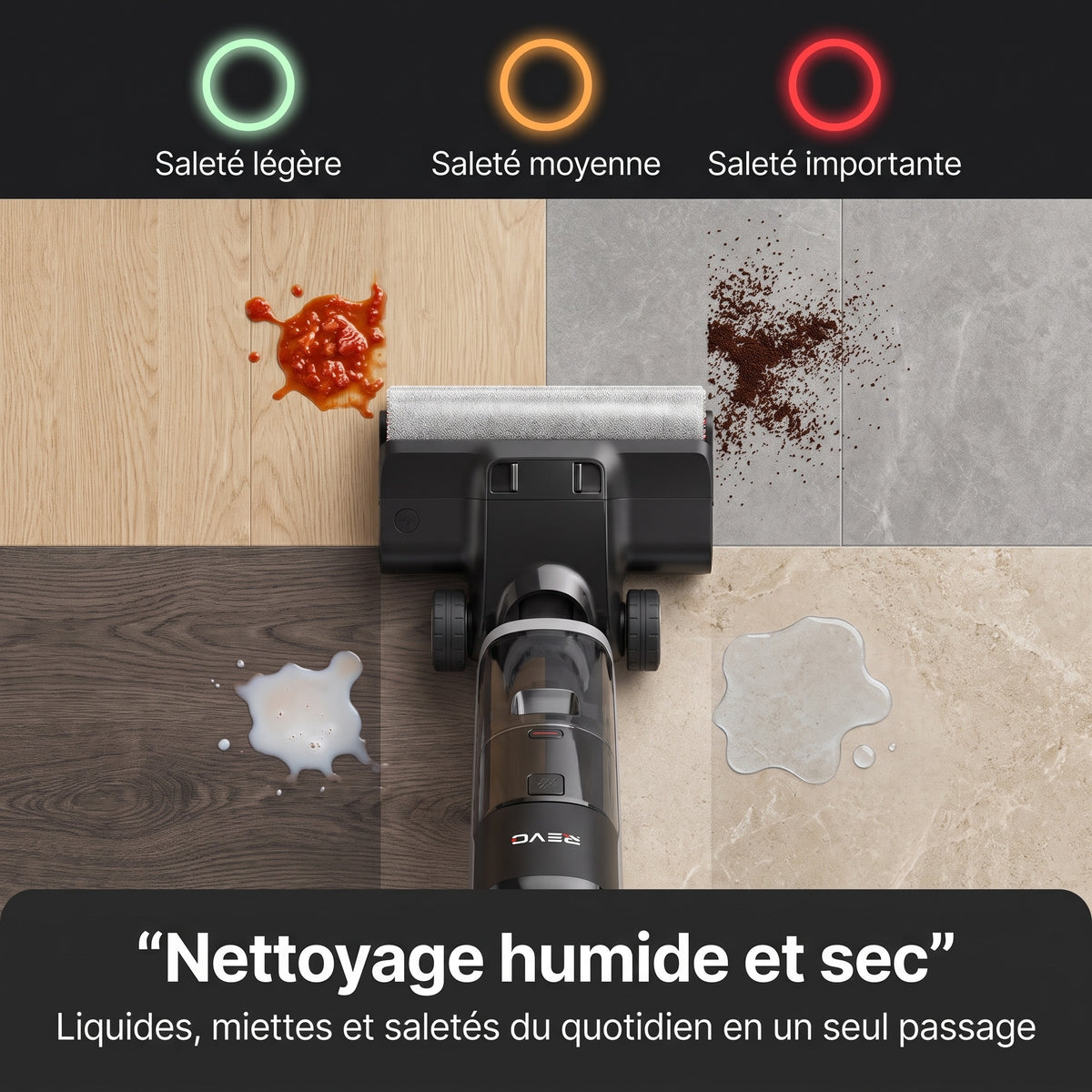 Aspirateur Balais Laveur REVO Hydrova 18 – 18 000 Pa, Nettoyage Eau & Poussière, Lavage 60 °C & Séchage Rapide