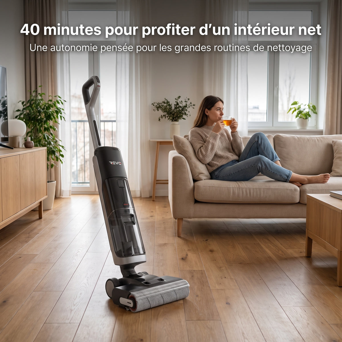 Aspirateur Balais Laveur REVO Hydrova 18 – 18 000 Pa, Nettoyage Eau & Poussière, Lavage 60 °C & Séchage Rapide