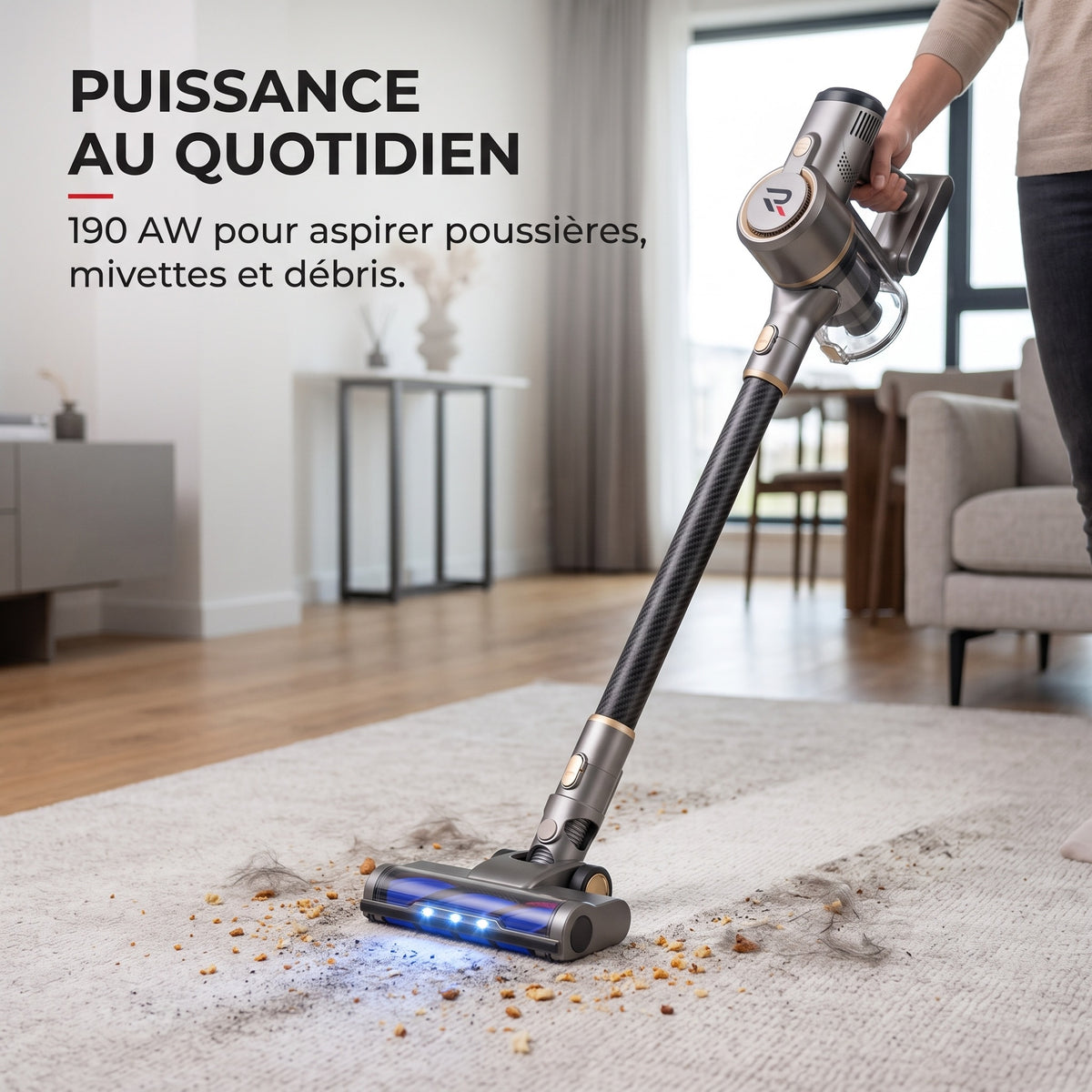 Aspirateur Balai Sans Fil REVO Axion 190 – 190 AW, Autonomie jusqu’à 90 min & Détection Intelligente de la Saleté