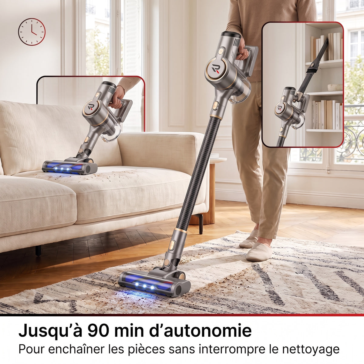 Aspirateur Balai Sans Fil REVO Axion 190 – 190 AW, Autonomie jusqu’à 90 min & Détection Intelligente de la Saleté