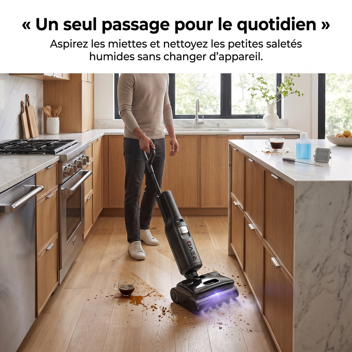 Aspirateur Laveur Vapeur REVO Thermis 22 – 22 000 Pa – Vapeur 180 °C, Eau Chaude 86 °C & Contrôle par Application