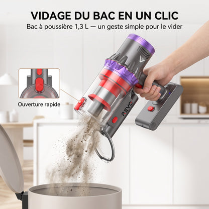 Aspirateur Balai Sans Fil REVO Flux 58 – 580 W, Jusqu’à 75 min d’Autonomie, Détection Automatique & Écran Tactile LED