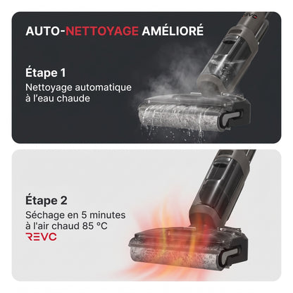 Aspirateur Laveur Sans Fil REVO Striva 20 - 20 kPa  – Inclinaison 180°, Autonomie 40 min & Auto-Nettoyage 85 °C