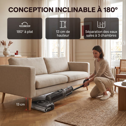 Aspirateur Laveur Sans Fil REVO Striva 20 - 20 kPa  – Inclinaison 180°, Autonomie 40 min & Auto-Nettoyage 85 °C