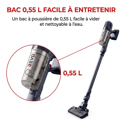 Aspirateur Balai Sans Fil REVO Swift 45 – 100 W, Autonomie jusqu’à 45 min, Batterie Amovible & Éclairage LED