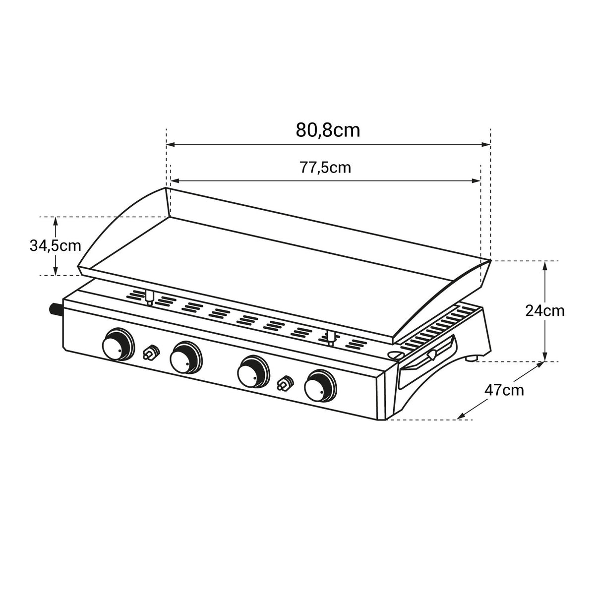 Plancha au gaz REVO Valencia – 4 brûleurs 10 kW Butane/Propane avec plaque en acier émaillé