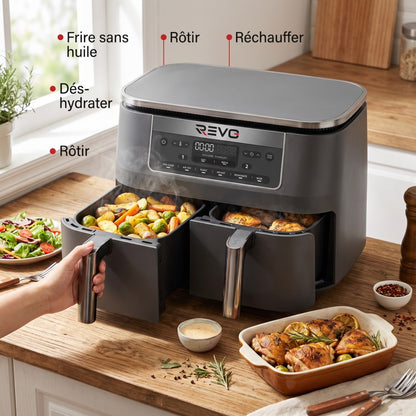 Six modes du Air Fryer REVO Synora 7.6 en cuisine